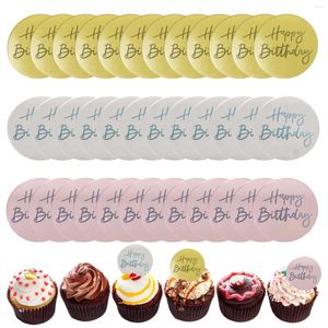 FESTIDADES DE FESTO 36PCS Cupcake Topper Kids Feliz Aniversário Mirror Disco Acrílico Decoração de Bolo Mini Decoração de Casamento Sólida Card