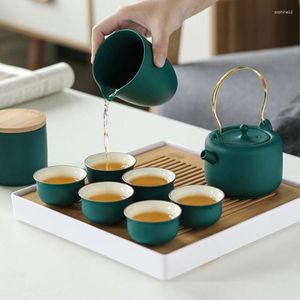 Teaware Sets Tie Beam Teapot Tray Kettle Chinese Tea Set Travel Bag Ceramic Tableware Arab Coffee Cups Gift Porcelain 6 Persons Matcha