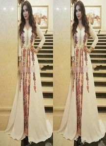 Amazing Kaftan Evening Dresses Moroccan Caftan Vneck Occasion Formal Prom Gowns Dubai Abaya Arabic Long Sleeve Party Dress7893784