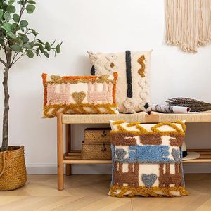 Подушка плюшевая геометрия хлопковое диван -диван крышка мароккань стекает красочный этнический стиль наволочка для девушки стул комнаты