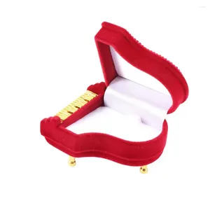 Smyckespåsar Engagemang Treasure Wedding Storage Box Ring Gift Case Velvet Piano