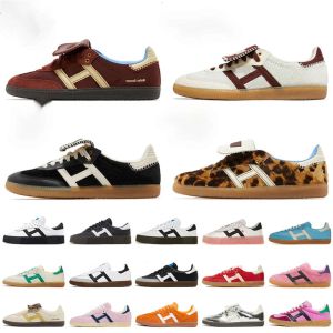 Modedesigner Wales Bonner Nylon Brown OG Casual Shoes Pony Leopard Sneakers Sporty Rich White Black Vegam Gum Cream Green Red Platform Flat Sports Trainers