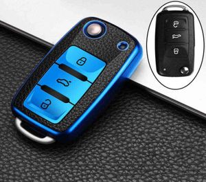 TPU Leder Car Key Cover Hülle für VW Polo Tiguan Passat B5 B6 B7 Golf EOS Scirocco Jetta Mk6 Skoda Octavia Accessoires2277554