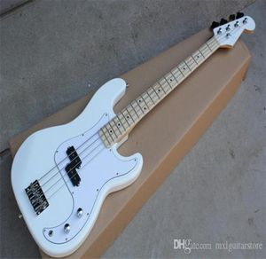 Factory Custom White 4 Strings 20 Frets Electric Bass Guitar med vit pickguardmaple fretboardcan anpassas9353190