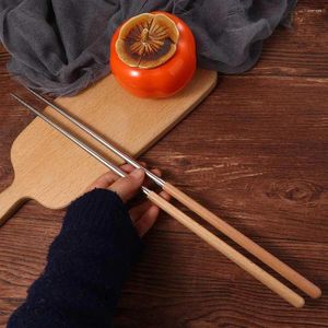 箸の再利用可能な自然な余分な長い木製ハンドルフライドツールキッチン調理用品料理アクセサリー