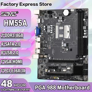 Motherboards SZMZ New HM55A PGA988 Desktop Motherboard Support Notebook CPU i3/i5/i7 Dual Channel Memory 8GB Gigabit Ethernet For Desktop