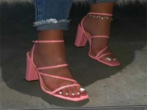 Sandálias de verão rosa confortáveis e versáteis opentoe de sandália alta casual de cor, cor de tamanho sólido de tamanho de sandálias 210329341966