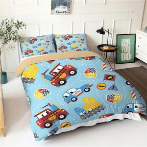 Bedding Sets Cartoon Car Robot Pattern Kids Duvet Cover Set Twin Single Cute Blue Quilt Pillowcase For Children Boys Bed Nordic