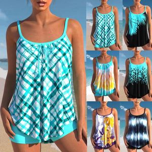 Women's Swimwear 2024 Summer Fashion Beach Tankini Monokini Two Piece Print