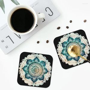 Table Mats BOHOCHIC MANDALA IN BLUE Coasters Kitchen Placemats Non-slip Insulation Cup Coffee For Decor Home Tableware Pads Set Of 4