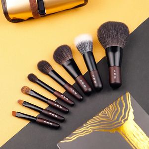 MyDestiny Makeup Brush8pcs Naturalne włosy Wysokiej jakości pędzle Kitportable krótki uchwyt pędzla do powiek inkadower Blusher 240403