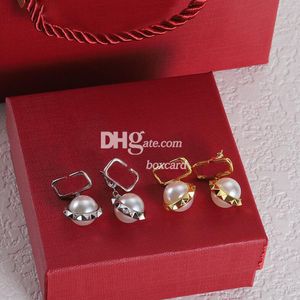 Edelstahl Perlenohrring Trendy Schmuck goldene Metalltropfen Ohrringe goldene Ohrhörer mit Kiste