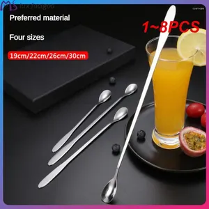 Coffee Scoops 1-8PCS Silver Stainless Steel Ice Spoon Comfortable Feel Ladle Kitchen Bar Utensils Mixing Thickened Material