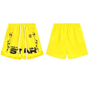 Hellstar Hell Star Star Europeu e Americano High Street Trendy Brand Men e feminina Sports esportivos casuais shorts de secagem rápida Instagram