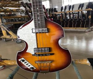 Оригинальное оборудование Hofner Sunburst 4 Strings Скрипкая бас -бас -электрогитара Пламени Клен вершина 2 511b Стейплевые пикапы белый тюнер 498054