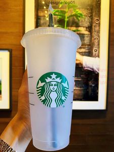 Stanlelistess Mermaid Bogini Starbucks 24 unz/710 ml plastikowe kubki kubka wielokrotnego użytku przezroczyste picie płaskie dolne filar Klape kubki kubki kubki kubki kubek tekk