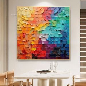 Texture colorata fatta a mano al 100% dipinto ad olio spesso su tela grande parete astratta dipinto personalizzato di pittura minimalista per l'arredamento del soggiorno