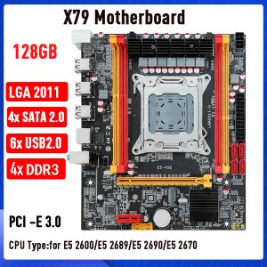 Motherboards X79 Desktop Motherboard NVME M.2 SSD LGA 2011 Mainboard PCIE 16X Support DDR3 128GB Memory 4*SATA2.0 6*USB2.0 Interface