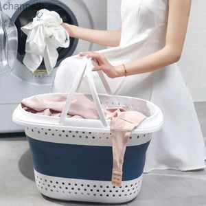 Storage Baskets Foldable plastic laundry basket foldable pop-up bathroom dirty clothes household large storage box yq240407