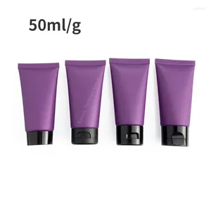 Garrafas de armazenamento 50 ml/g de tubos macios cosméticos Creme roxo/loção Limpador de garrafas Creme de creme para as mãos Recipientes recarregáveis