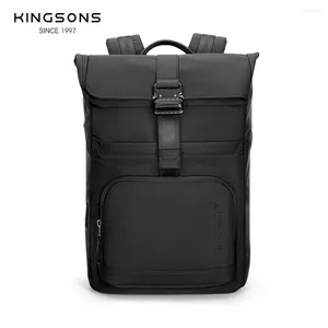 Ryggsäck Kingsons Urban Style för män 15,6 tum Laptop Business Travel w/ USB Laddning Port Waterproof Wear-resistent