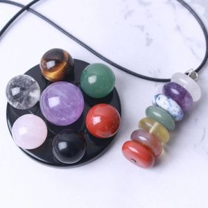 Dekorativa figurer 7 Chakra Lucky Crystal Seven Star Disk and Pendant Energy Healing Gift