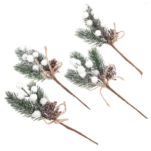 Fiori decorativi 20 pezzi Berry Christmas Berry Pine Needles Berries Ornamenti alberi di Natale coni di Natale Pianta artificiale