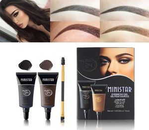 2pcs Augenbrauen Schatten Pigmente schwarz braune Henna Augenbrauen Gel langlebige Augenbrauen Tattoo Creme Augenbrauen Enhancer Kits mit Pinsel6647369