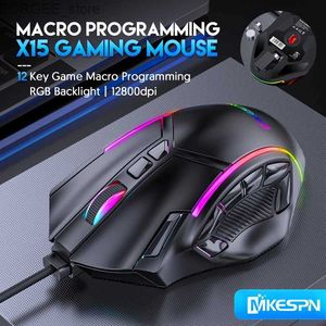 Mice 12800DPI Free Weight Macro RGB Gaming Mouse 12 Programmable Key Gaming Mouse RGB Light Max to Level 6 Suitable for PC Mac gun PUBG Laptops Y240407