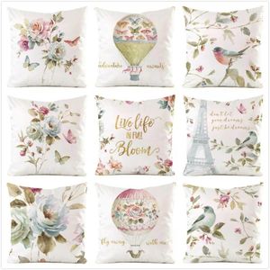 Pillow 45cm Pale Blue Flower Inimitated Silk Fabric Throw Covers Couch Cover Home Decorative Pillows Case