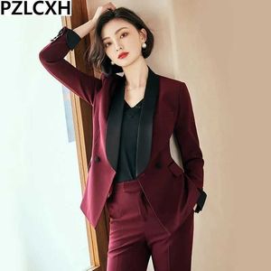 Zweiteilige Hosen für Frauen 2023 Herbst ol Arbeitsplatz High End Fashion Business Set formelle Kleider Set Fe Weißkragen Mundtemperatur S-3xLC240407