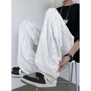 Summer Thin Ice Silk Cropped Pants for Men's Instagram Trendy Brand Pi Shuai Casual Korean Version Trendy and Versatile Handsome Straight Leg Pants