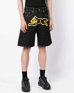 Shorts maschile Y2K Harajuku Shorts di denim 2023 MENS hip-hop di strada appena stampato e pantaloncini di denim sciolti casuali gotici J240407