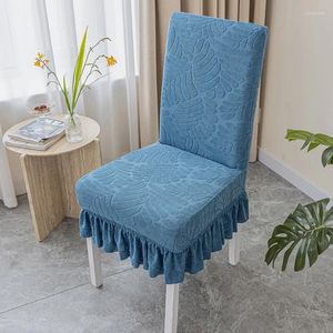 Chair Covers Universal Elastic Cover Solid Color Thickened Jacquard Stretchy Seat Pleated Ruffled Banquet Protectors