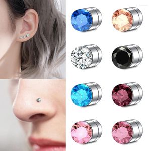 Saplama küpeleri 1 pair manyetik küpe sahte piercing burun kristal punk klips zirkon mıknatısı mücevher olmayan 3/4/5mm