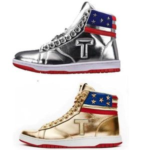 Scarpe da basket high top per uomini donne Trump sneaker d'oro d'argento The Never Reading 2024 Man Domande Designer Atletico Skate Scheller taglia 5,5 - 12