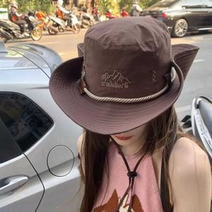 Wide Brim Hats Bucket Hats Wide Brim Sunshade Hat New Summer Cotton Fisherman Hat Foldable UV Protection Casual Hat Q240403