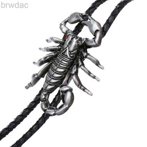 Bolo Ties 3D 3次元Scorpion Bolo Tie Pendant Exestrianシャツアクセサリーアメリカンウエスタンカウボーイスタイルタイ240407