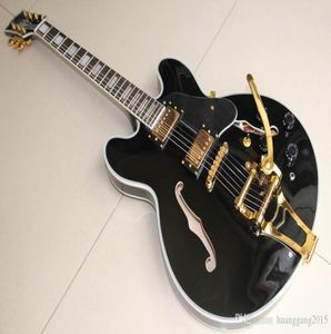 Cała nowa gitara elektryczna CIBSON 1959 z Tremolo Semi Hollow Body in Black 1204108629065