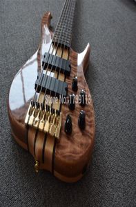 Benutzerdefinierte Ken Smith 6 Strings natürlicher gesteppter Ahorn -Top Elektrisch Bass Guthockel Maple -Sandwich Hals durch Körperaktive Picku2335735