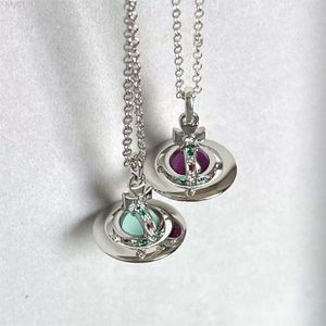 Designer viviane westwood Jewelry Empress Dowager Xis Limited Mint Green Purple Orb Threedimensional Saturn Necklace Light Luxury Niche Highend and Versatile Col