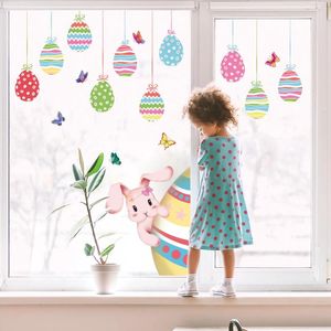 Window Stickers Electrostatic Paste Glass Sticker Easter Egg Colorful Creative Decorative Clings DIY Decor 2 Sheets