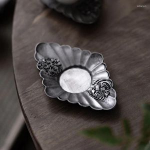 Tea Trays Pure Tin High-Grade Saucer Mat Hand Hammered Tone Old Metal Non-Slip Japanese Ceremony Accessories Coasters