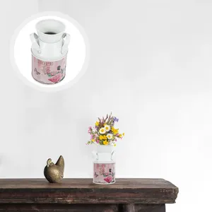 Vaser 2 datorer vas glas hand målning järn blomma pott blommor hink arrangemang vintage trädgård container dekorativ hållare