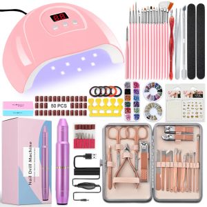 Klänningar nageluppsättning UV LED -nagellampa målning Detaljer med pennborstar Set USB Electric Nail Borr Set Pedicure Exfoliating Home Care Kit