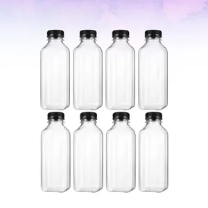 収納ボトルペットプラスチックの空の容器蓋付きキャップ飲料ドリンクボトルジュースジャー（黒い帽子）