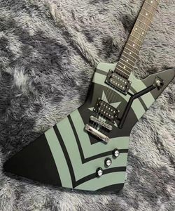 Grand Explorering Guitar Pipe Body Jason Hook Guitarra Alternativa acabamento preto com verde militar muito raro1406084