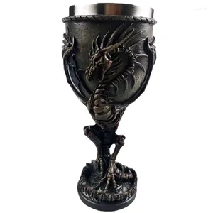 Mugs Creative Wing Dragon Shaped Wine Goblet 3D Resin & Stainless Steel Cup Personalized Mug For Bar Party Christmas Halloween Gift