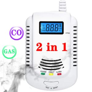 Detektor förbrännbar gasröklarmgasdetektor gas röklarm Ny Co -läckedetektor 2in1 kolmonoxid hemsäkerhetslarm