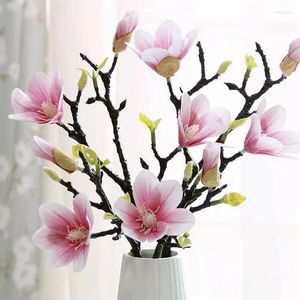 Kwiaty dekoracyjne Print 3D sztuczny magnolia Wedding Hurtowa domowa dekoracja Dekoracja Podłogi Rośliny